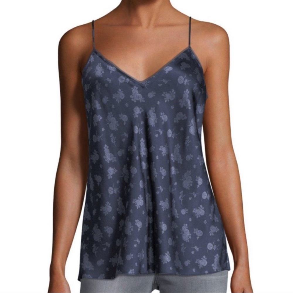 Vince | size M | Calico blue silk spaghetti strap tank top